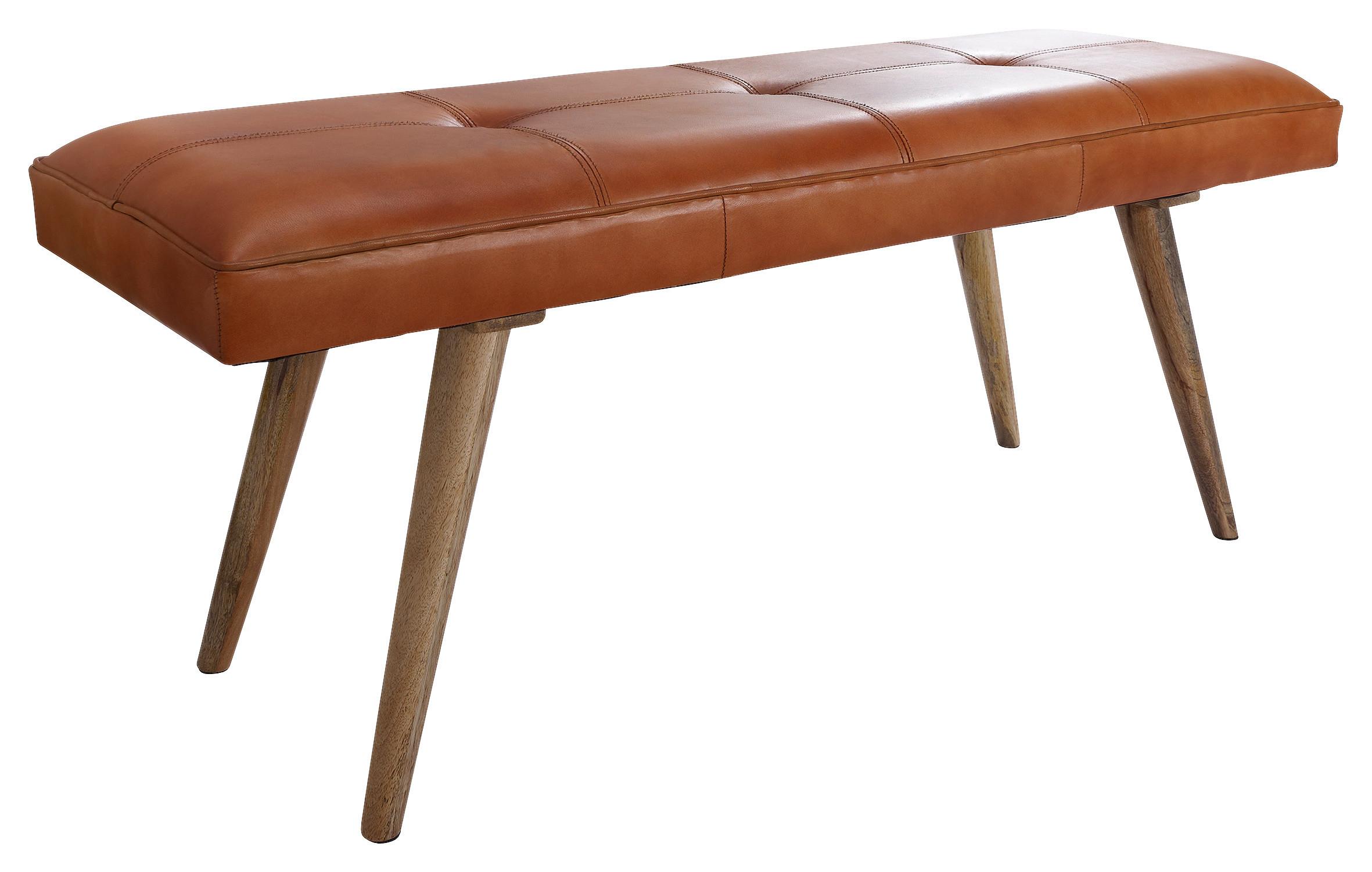 Sitzbank "Salim", braun - Braun, Natur, Leder/Holz (117/51/38cm) - MID.YOU