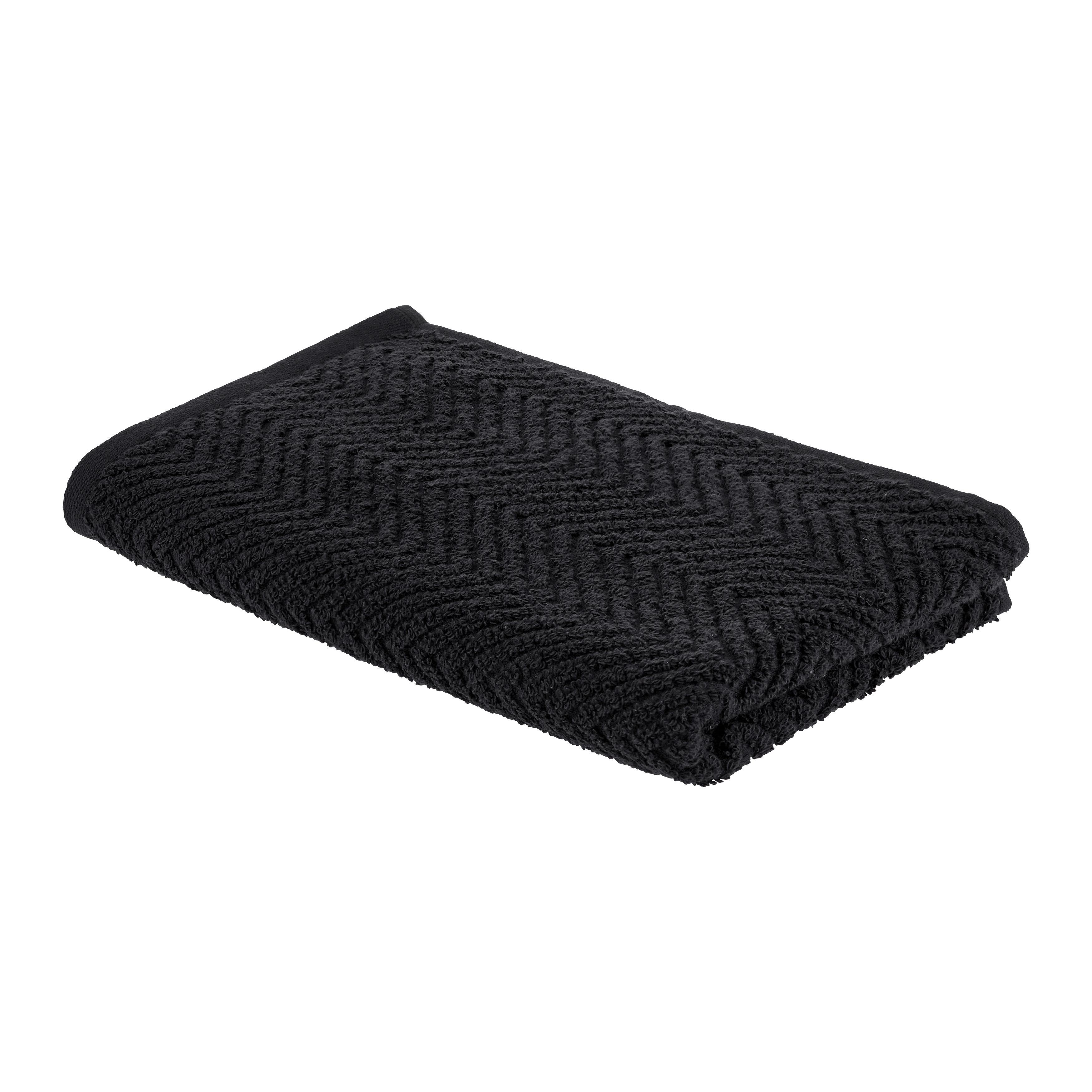Gästetuch Ocean Schwarz ca. 30x50cm - Schwarz, MODERN, Textil (30/50cm) - Premium Living