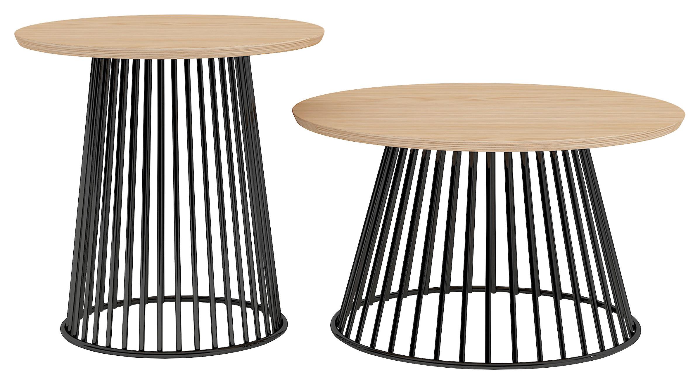 TABLE BASSE NICA - noir/couleur chêne, MODERN, métal/bois (70/70/40cm) - Mömax