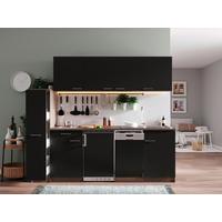 Küchenblock Oliver mit Geräten ca. 225 cm Schwarz - Eichefarben/Schwarz, Basics, Holzwerkstoff/Kunststoff (225cm) - Respekta