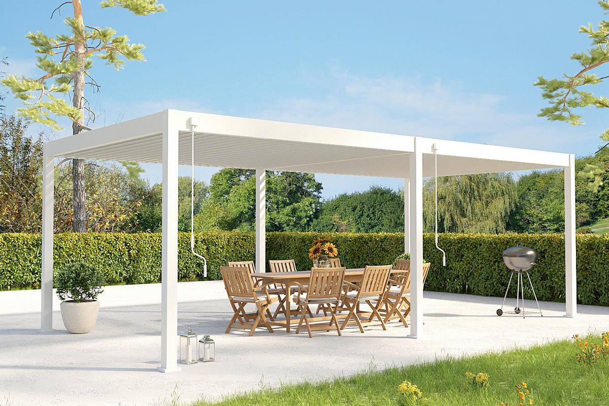 Pergola Superior, Bela, 3,6x7,2m - bela/visoki sijaj, Basics, kovina (360/255/720cm) - Gardenson