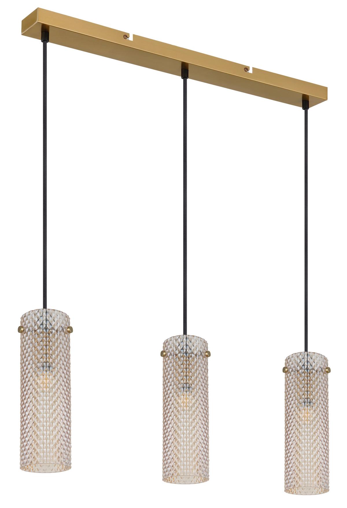 HÄNGELEUCHTE 15775-3H  KAROLO - Goldfarben/Schwarz, Konventionell, Glas/Textil (65/8/120cm) - Globo