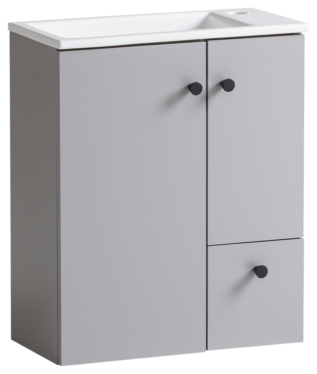Waschtischkombi Balto Grau - Weiß Hochglanz/Schwarz, MODERN, Keramik/Holzwerkstoff (50/60/25cm) - MID.YOU