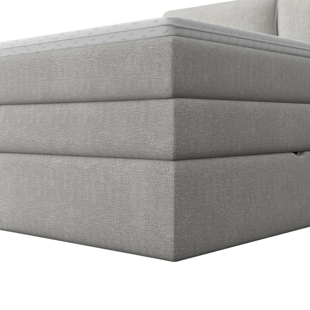 Boxspringbett Mosamo ca. 180x200 cm Hellgrau mit Topper - Hellgrau/Schwarz, Modern, Holz/Holzwerkstoff (180/200cm) - Bessagi Home