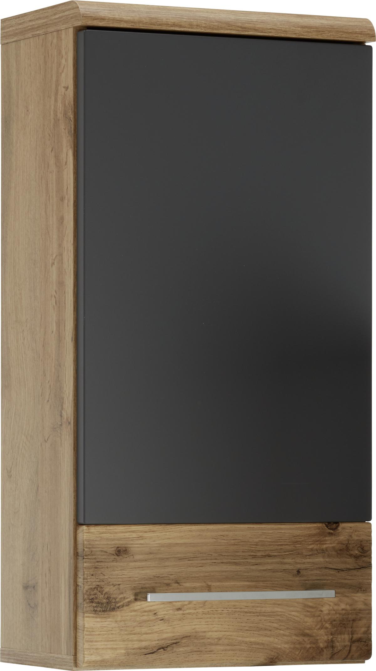Zgornja Omara Float, Hrast, Antracit - barve kroma/barve hrasta, Moderno, kovina/leseni material (35/70/21cm) - Premium Living