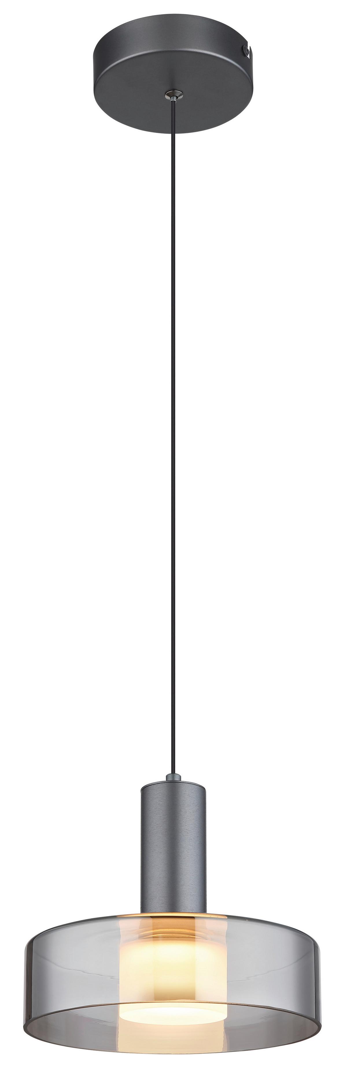 LED-HÄNGELEUCHTE 16019H  GRANT - Schwarz/Grau, Design, Glas/Kunststoff (22/150cm) - Globo