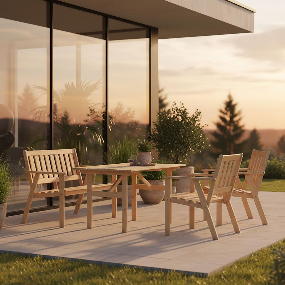 Vrtni Set Sylt, 4-Delno, Masivno - naravne barve, Moderno, les - Gardenson