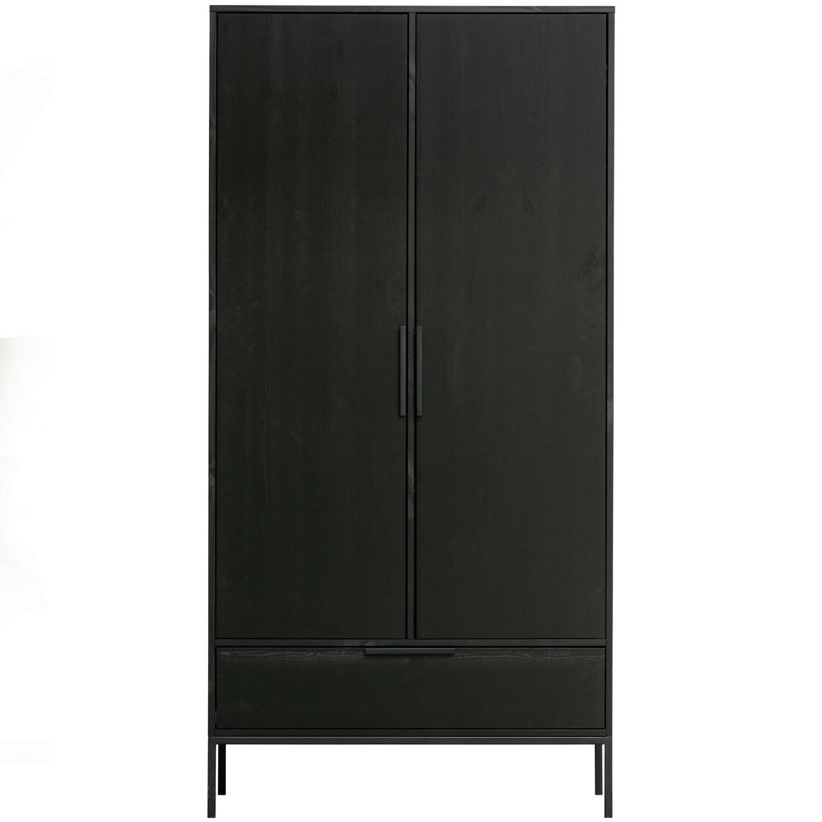 Drehtürenschrank Adam Schwarz B: 100cm - Schwarz, Basics, Holz/Metall (100/200/53cm) - MID.YOU