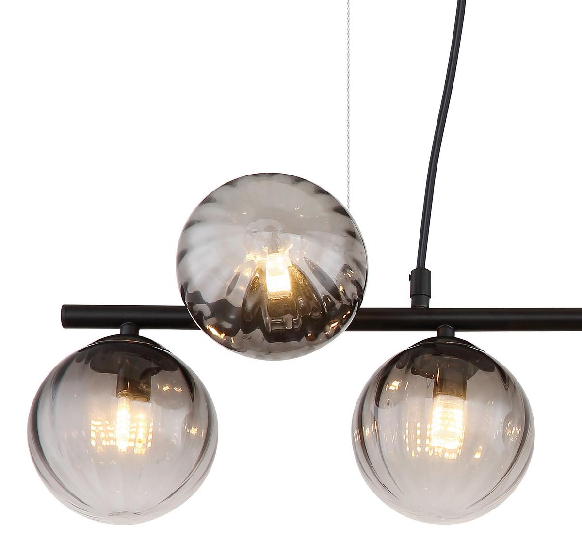 HÄNGELEUCHTE 15216-7H - Klar/Schwarz, Design, Glas/Kunststoff (95/28/120cm) - Globo