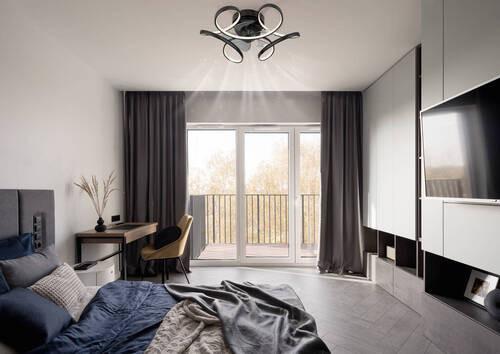 Deckenventilator Loris Opal/Schwarz max. 13 Watt - Transparent/Opal, Design, Kunststoff/Metall (56/21cm) - Globo