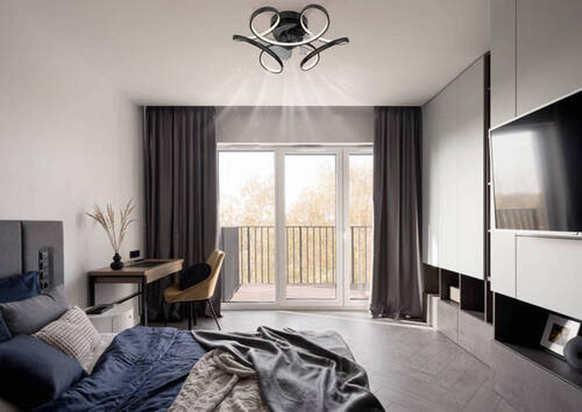 Stropni Ventilator 03638 - črna/opal, Design, kovina/umetna masa (56/21cm) - Globo