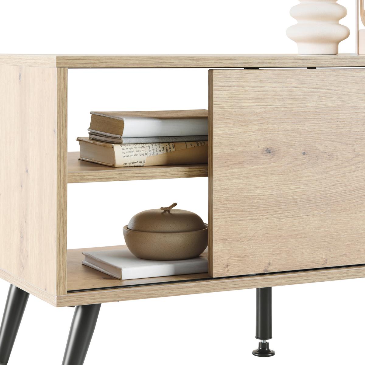 Phonotisch Move Eiche Artisan/Schwarz - Schwarz/Eiche Artisan, MODERN, Holzwerkstoff/Metall (80/46/35cm) - Based