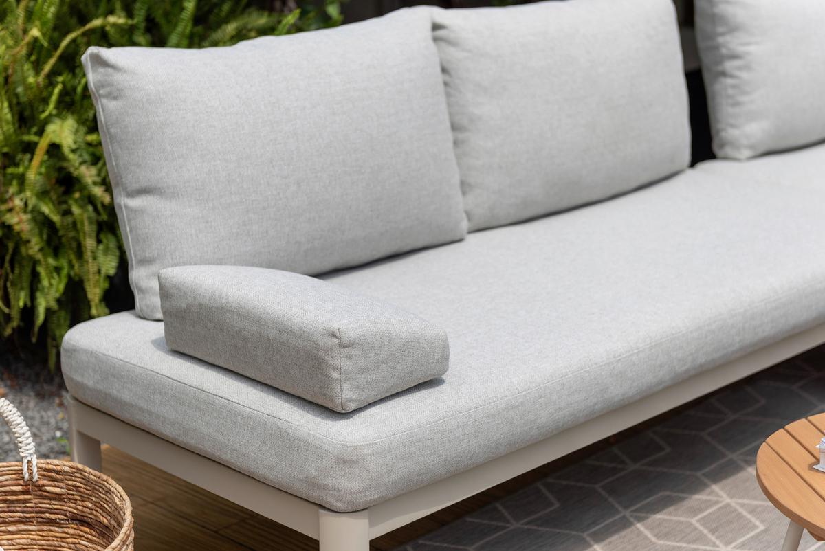 Loungegarnitur Lou Hellgrau/Hellbraun, 4-teilig - Hellbraun/Hellgrau, MODERN, Holz/Textil (61,7/61,7/35,1cm)