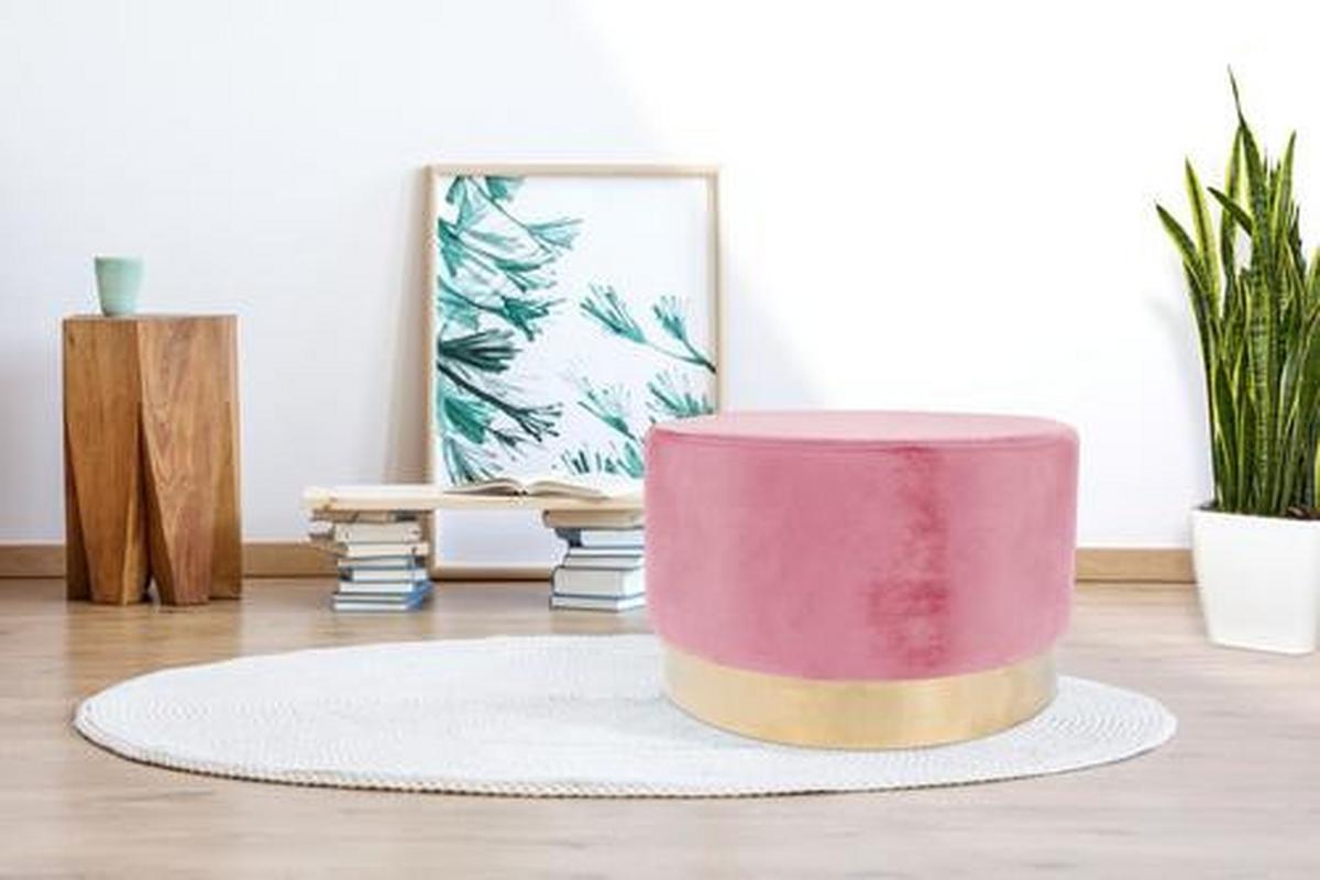 Hocker Rqfb2 - Goldfarben/Altrosa, Basics, Holz/Holzwerkstoff (55/43cm) - Kayoom