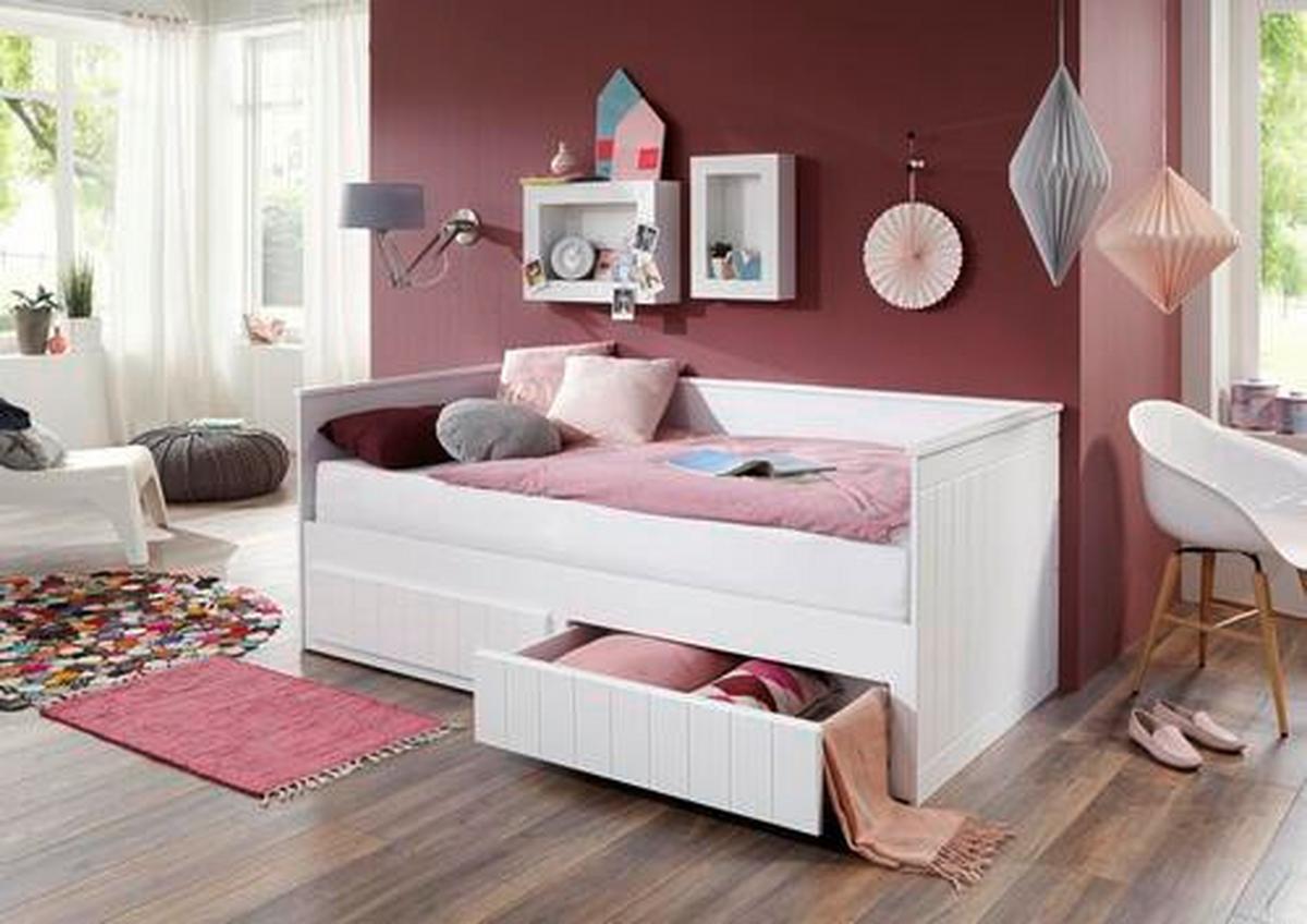 Mladinska Raztegljiva Postelja Timmi, Bela, 90-180x200 - bela, Moderno, leseni material (90/200cm) - MID.YOU