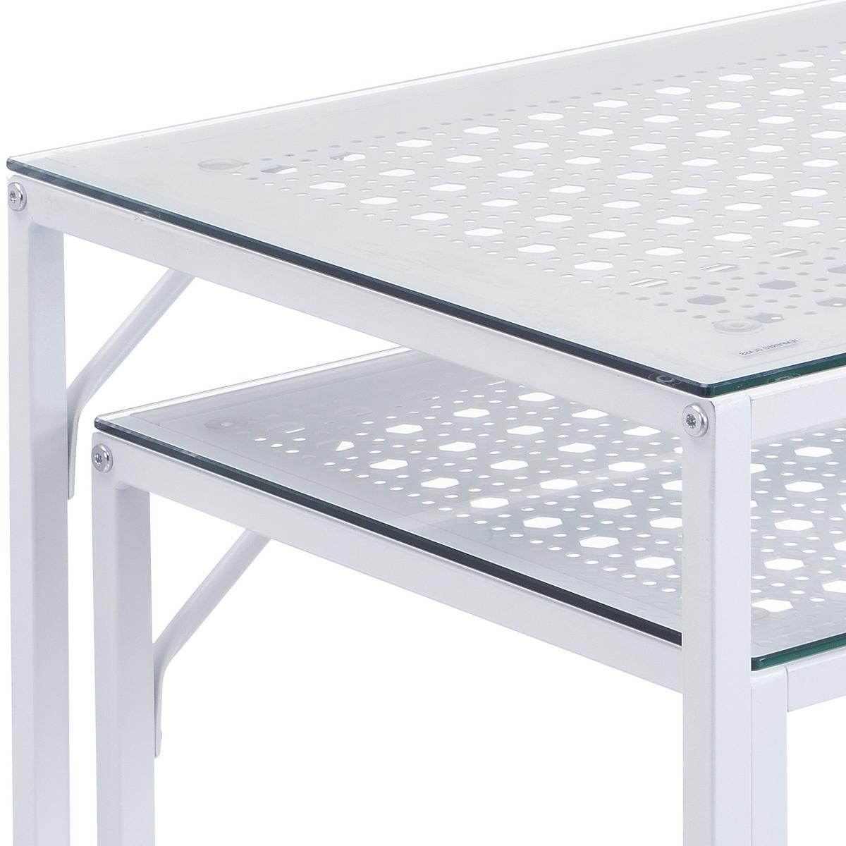 Beistelltischset Wl7.332 - Weiss, Design, Glas/Metall (100/40/77cm) - MID.YOU