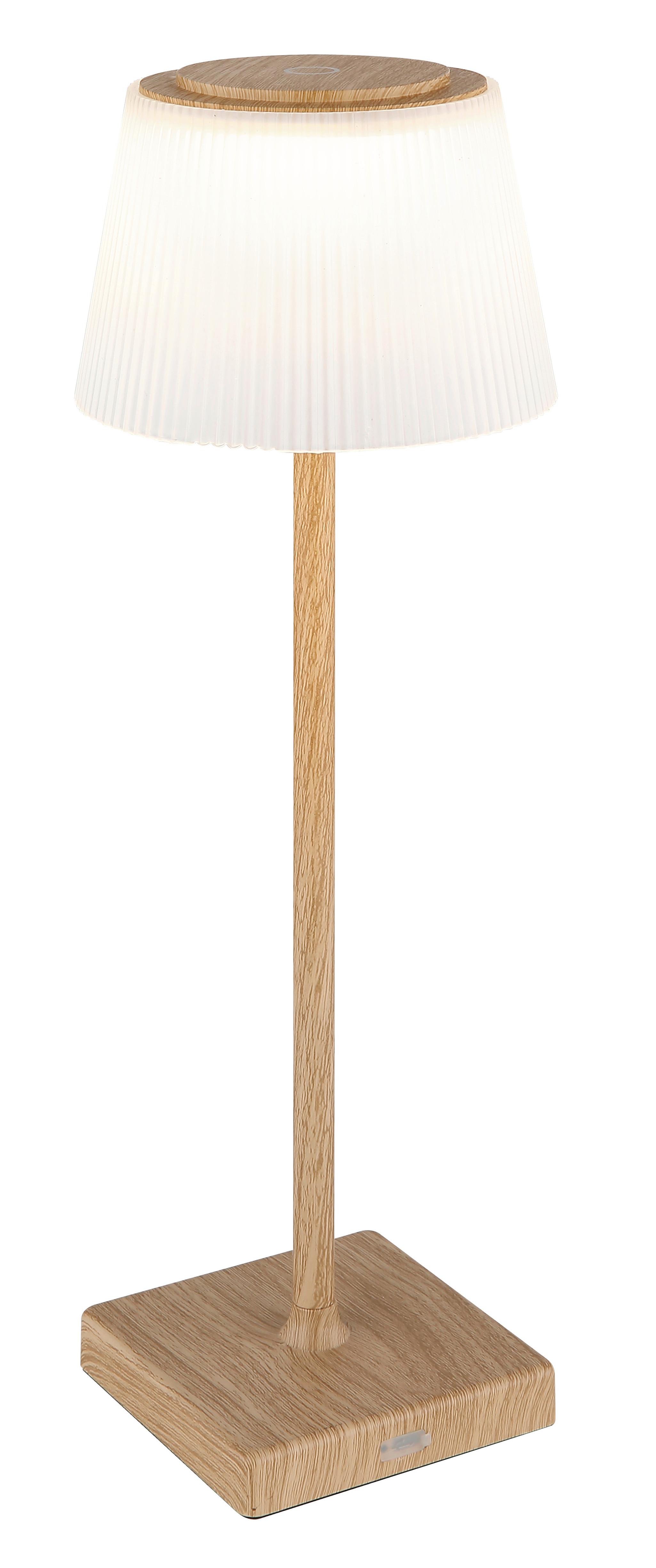 Akku-Tischleuchte Gregoir Braun/Weiß max. 4 Watt - Braun, Natur, Kunststoff/Metall (13/38cm) - Globo