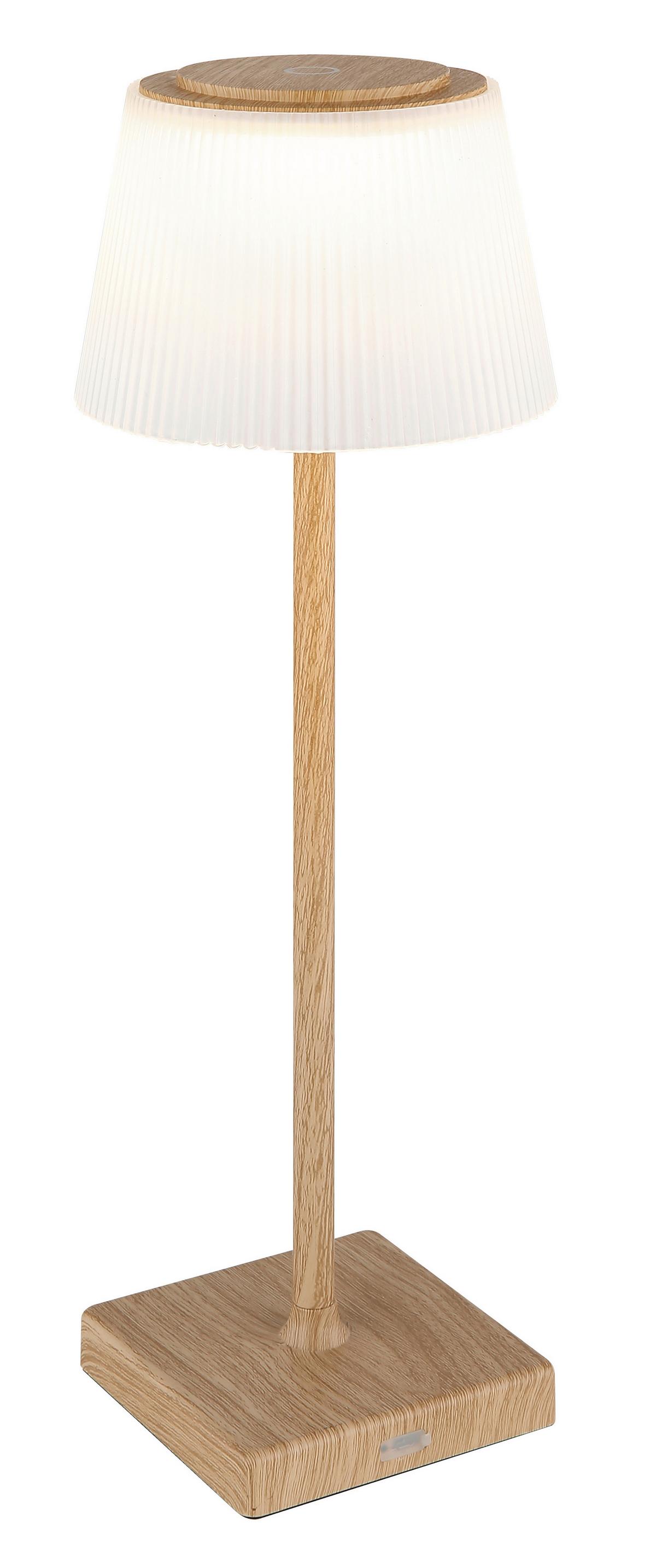 Akku-Tischleuchte Gregoir Braun/Weiß max. 4 Watt - Braun, Natur, Kunststoff/Metall (13/38cm) - Globo