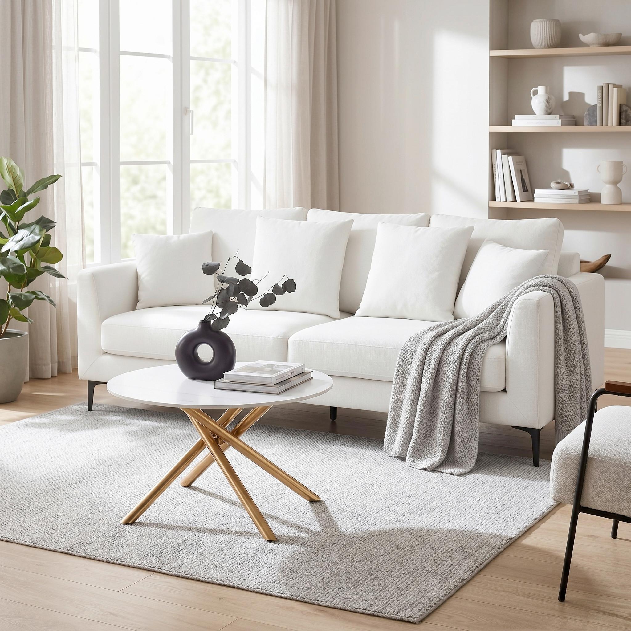 SOFFBORD MARBELLA - vit/guldfärgad, Modern, metall/keramik (70/70/44cm) - Mömax