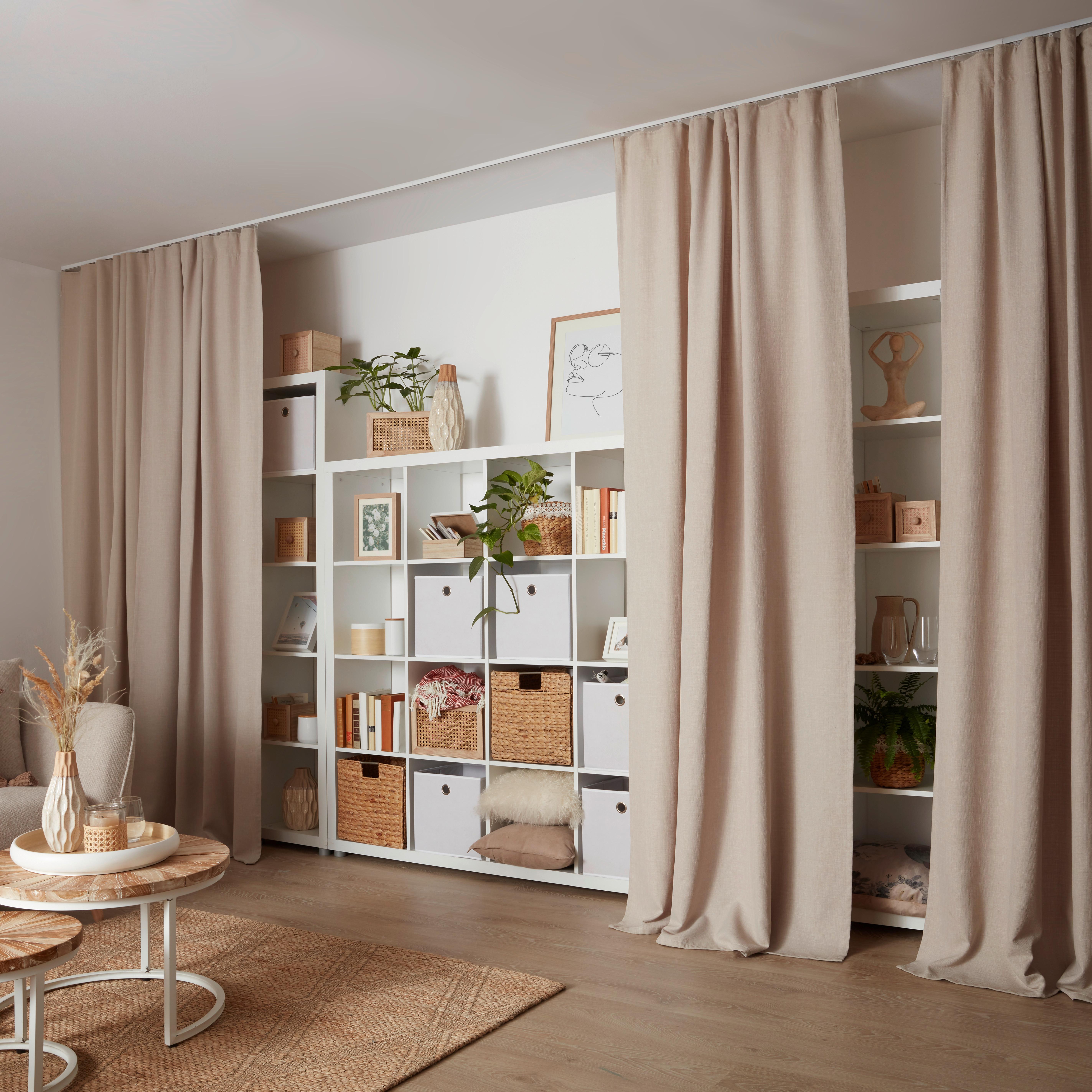 GARDINLÄNGD LEO -AKT- -EXT- - sandfärgad, textil (135/255cm) - Premium Living