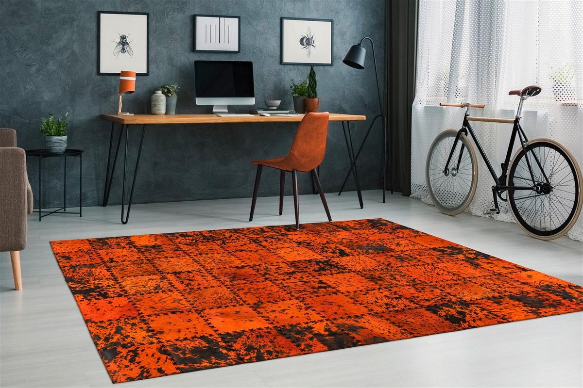 FLACHWEBETEPPICH VOILA 100 ORANGE 200CM X 290CM - Orange, Basics, Leder (200/290cm) - Kayoom