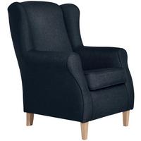 Ohrensessel Lorris Dunkelblau Flachgewebe - Buchefarben/Dunkelblau, Design, Holz/Textil (77/103/86cm) - Max Winzer