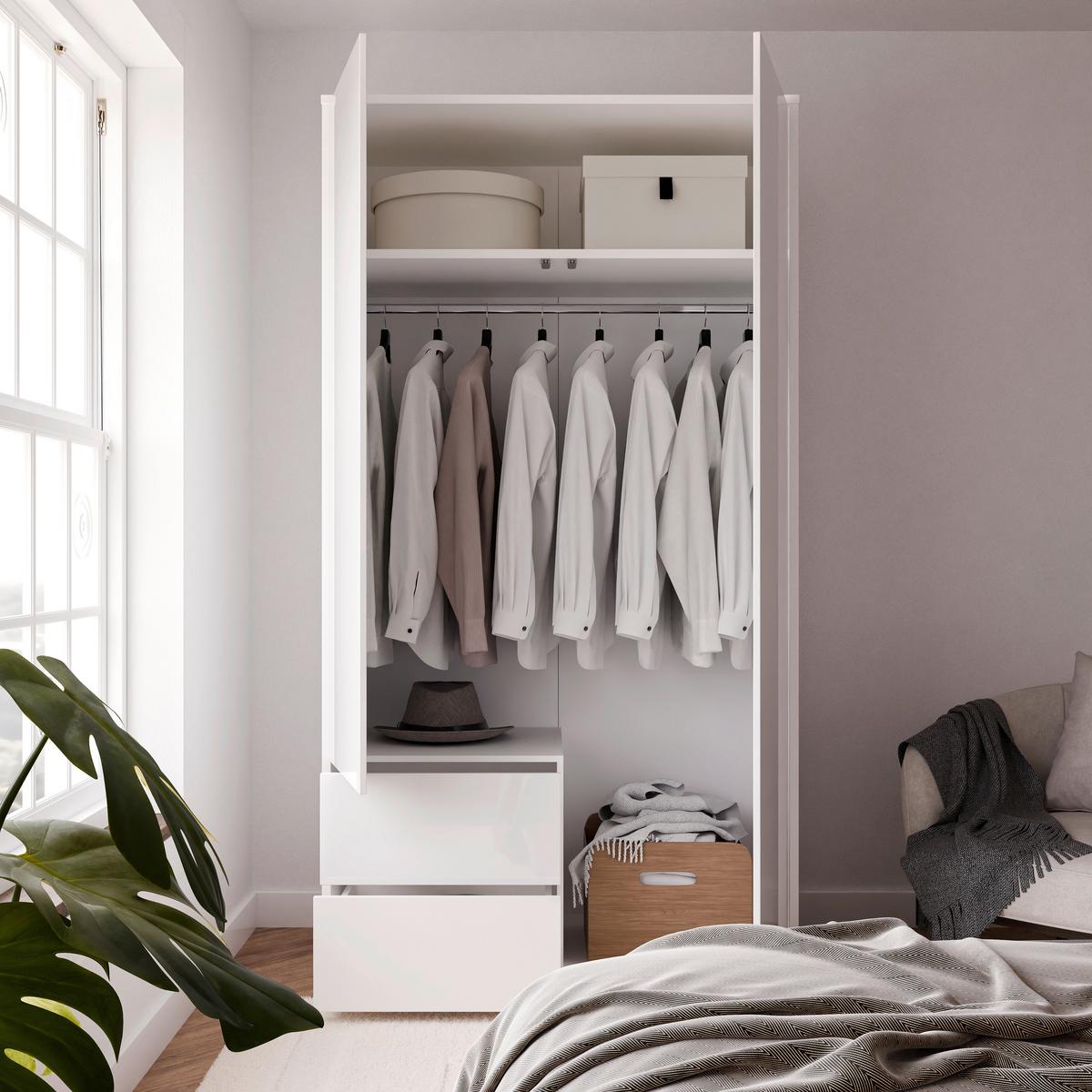 Omara S Klasičnimi Vrati Alice, Bela - bela/visoki sijaj, Trend, leseni material (115/214/60cm) - Carryhome