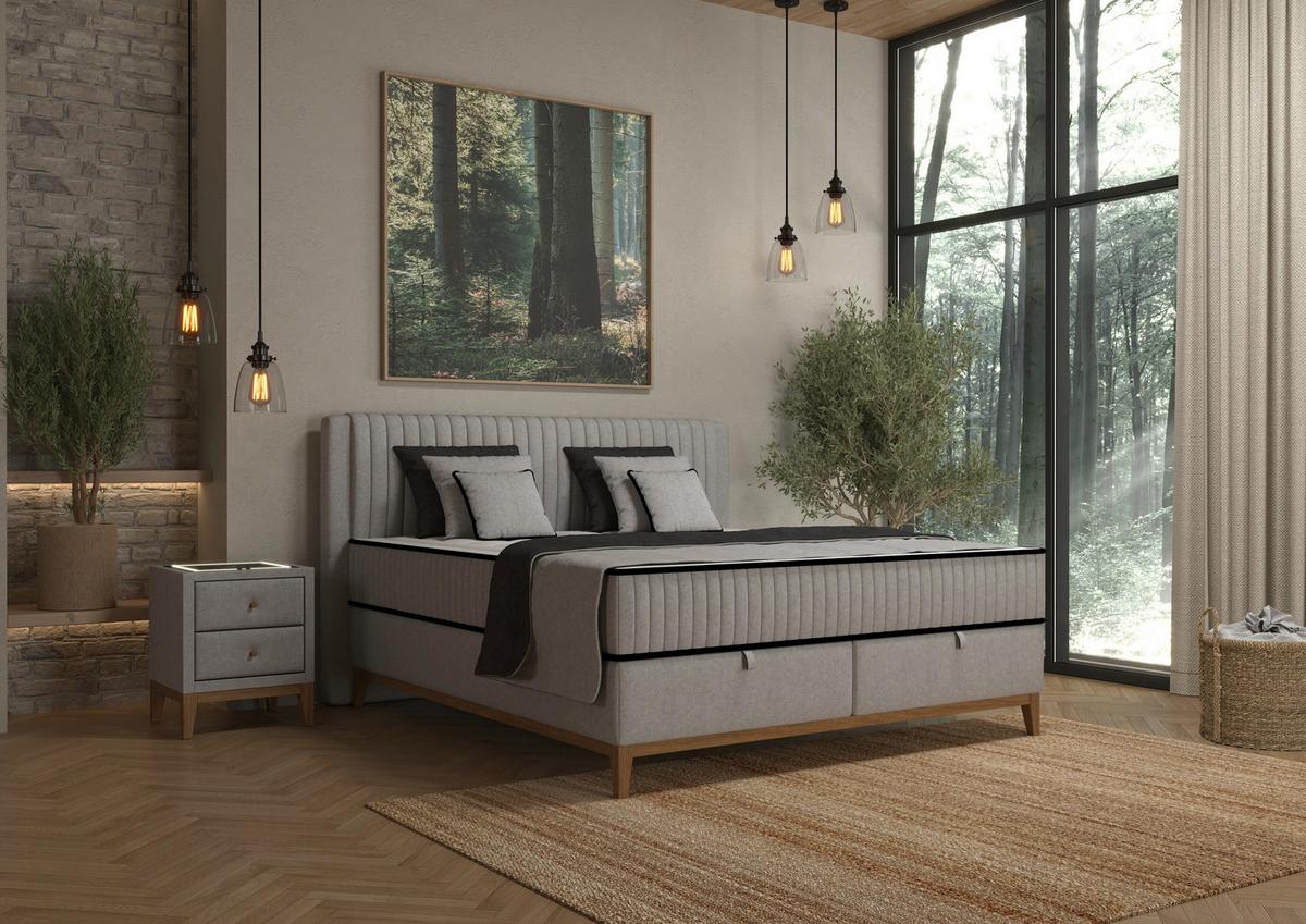 Bett Elena Silberfarben ca. 200x200cm - Silberfarben, KONVENTIONELL, Holz/Holzwerkstoff (200/200cm) - Sembella