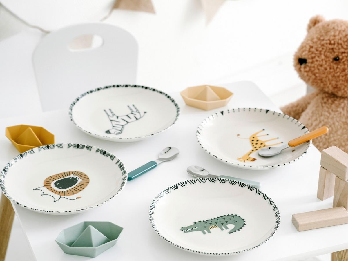 Set Krožnikov Safari, 4-Delni - večbarvno/sivobela, Basics, keramika (21cm) - Creatable