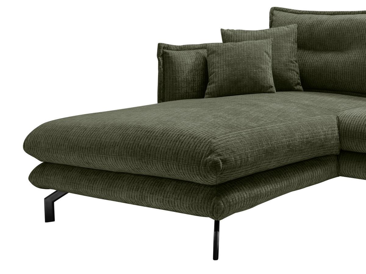 ECKSOFA LAVA - Schwarz/Olivgrün, Design, Textil/Metall (180/255cm) - Livetastic