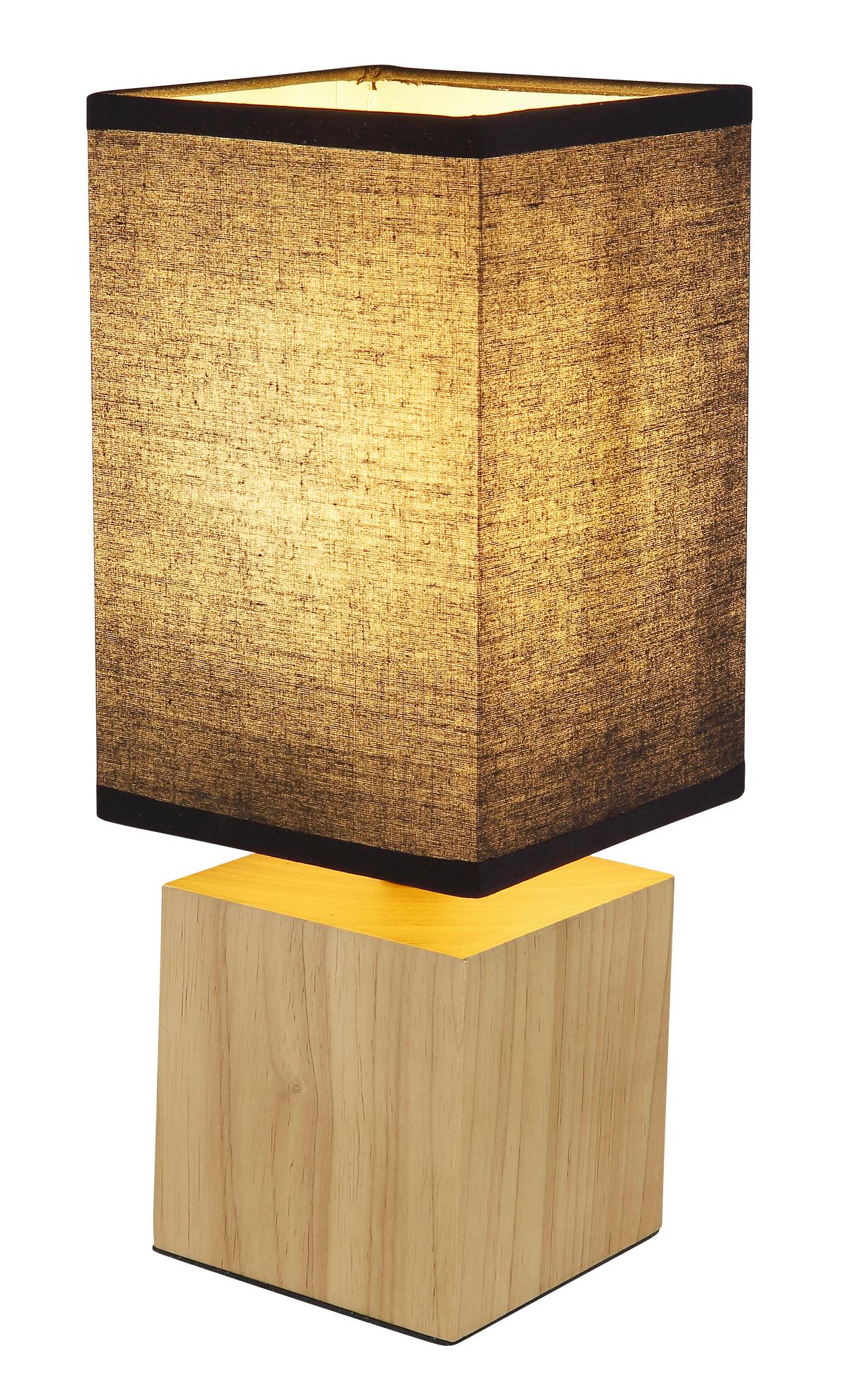 Tischleuchte Valentino in Schwarz max. 7 Watt - Schwarz/Naturfarben, KONVENTIONELL, Holz/Textil (12/12/30cm) - Globo