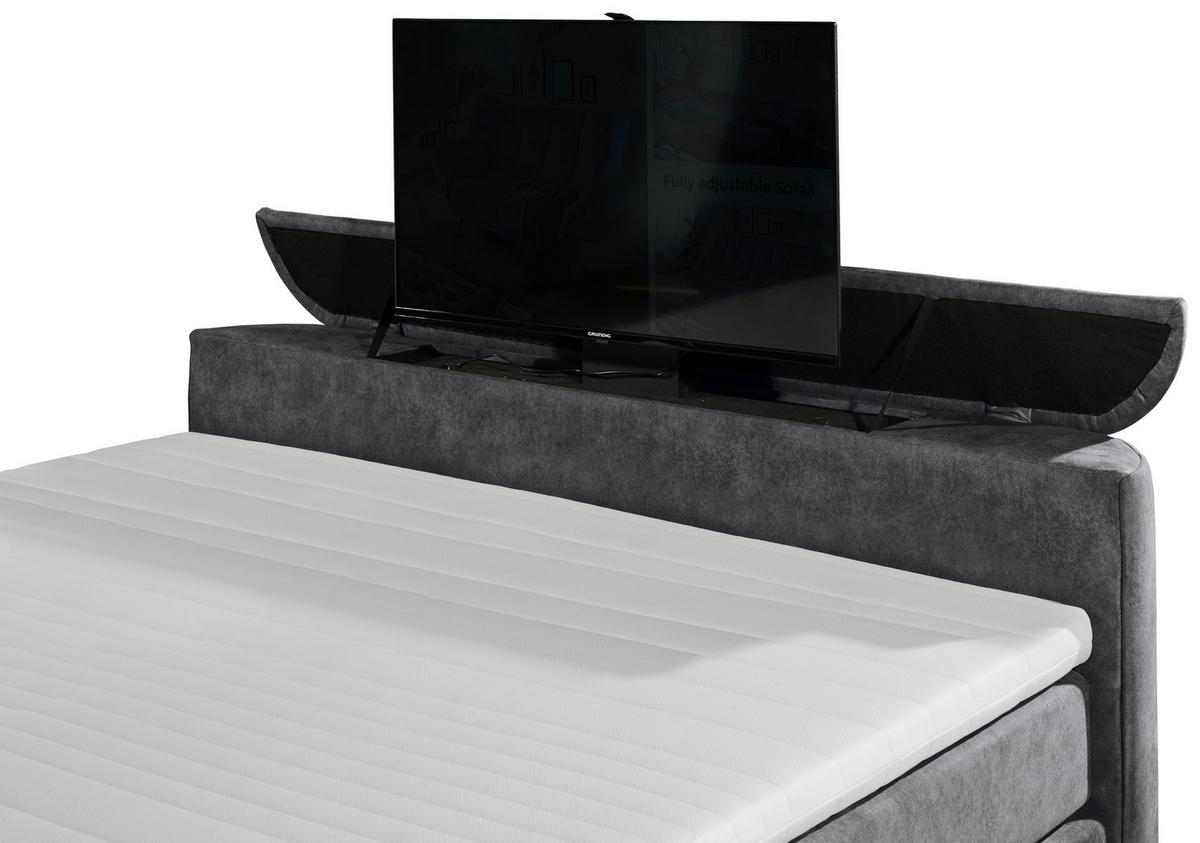 Boxspringbett Dallas m. LED ca. 180x200 cm Anthrazit - Anthrazit, MODERN, Holzwerkstoff/Kunststoff (180/200cm) - MID.YOU
