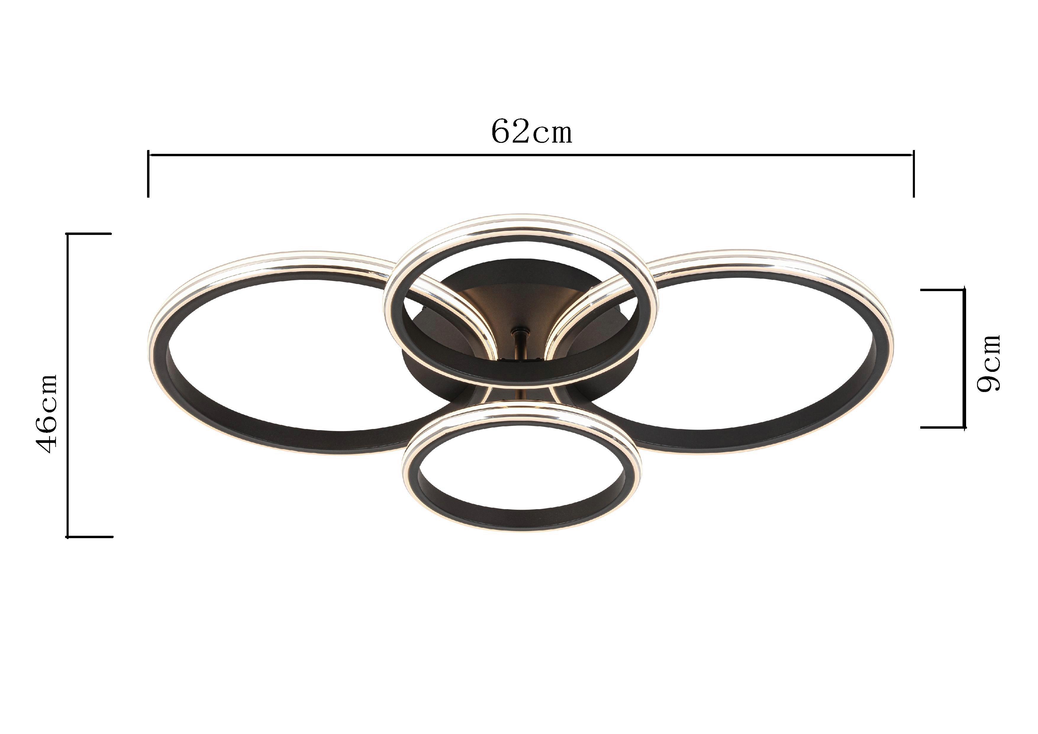 LED-TAKLAMPA MAXI - kromfärg/svart, Modern, metall/plast (62/46/9cm) - Mömax