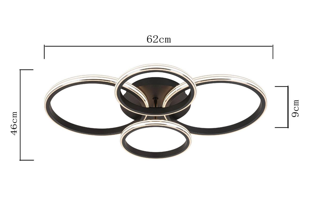 Stropna Led-svetilka Maxi - barve kroma/črna, Moderno, kovina/umetna masa (62/46/9cm) - Mömax