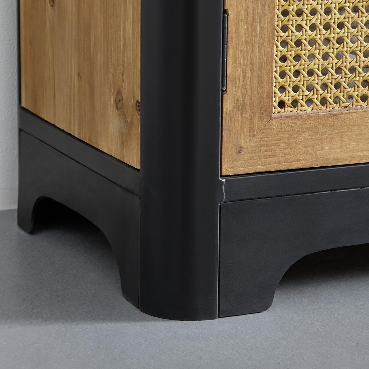 Kredenca Travis, Les Jelke, Črna, Steklo - črna/naravne barve, Moderno, kovina/steklo (90/175/40cm) - Bessagi Home