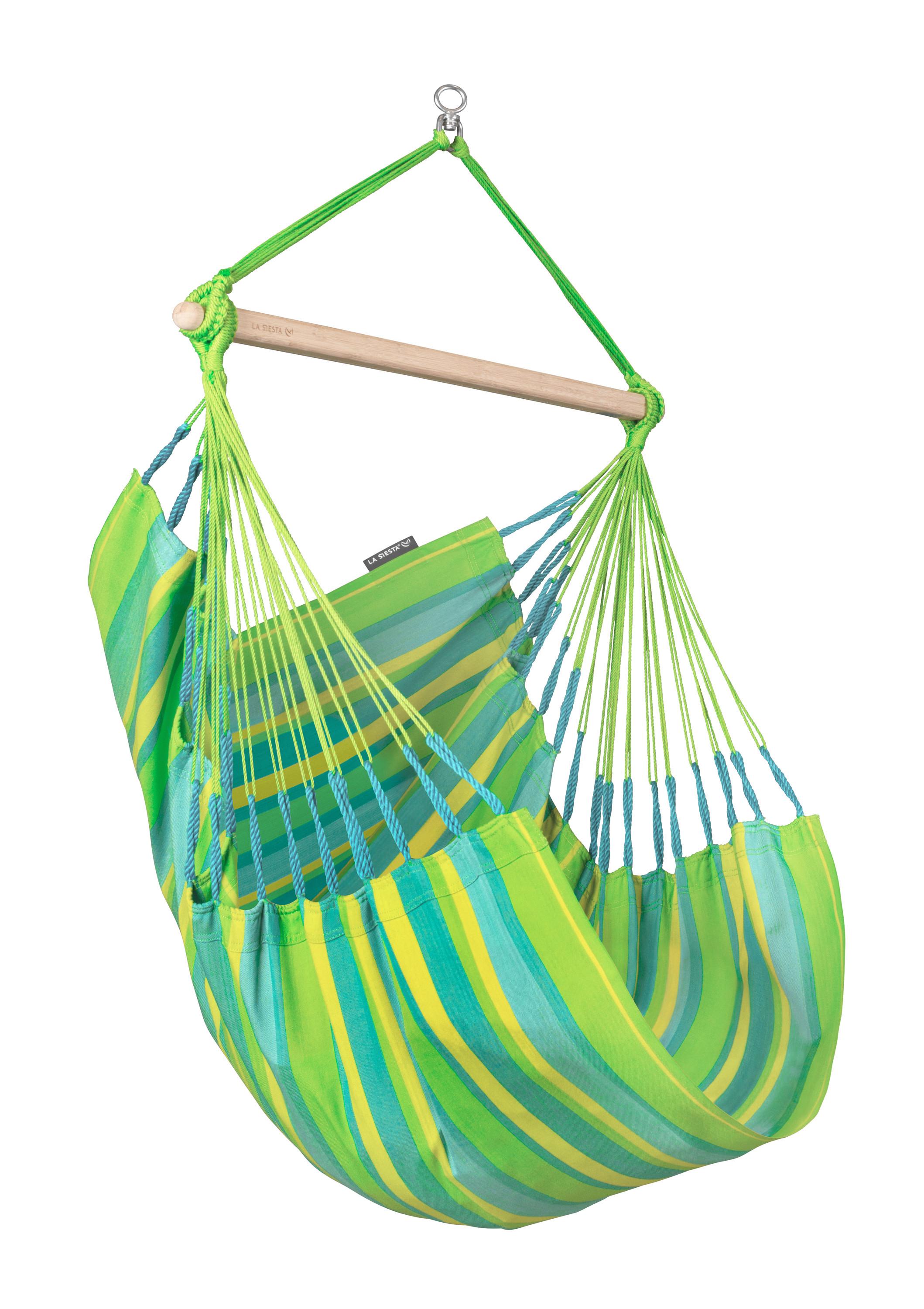 Hängesessel Hammock Chair Echtholz Gelb/Grün - Gelb/Hellgrün, KONVENTIONELL, Holz/Textil (90/145/140cm) - La Siesta