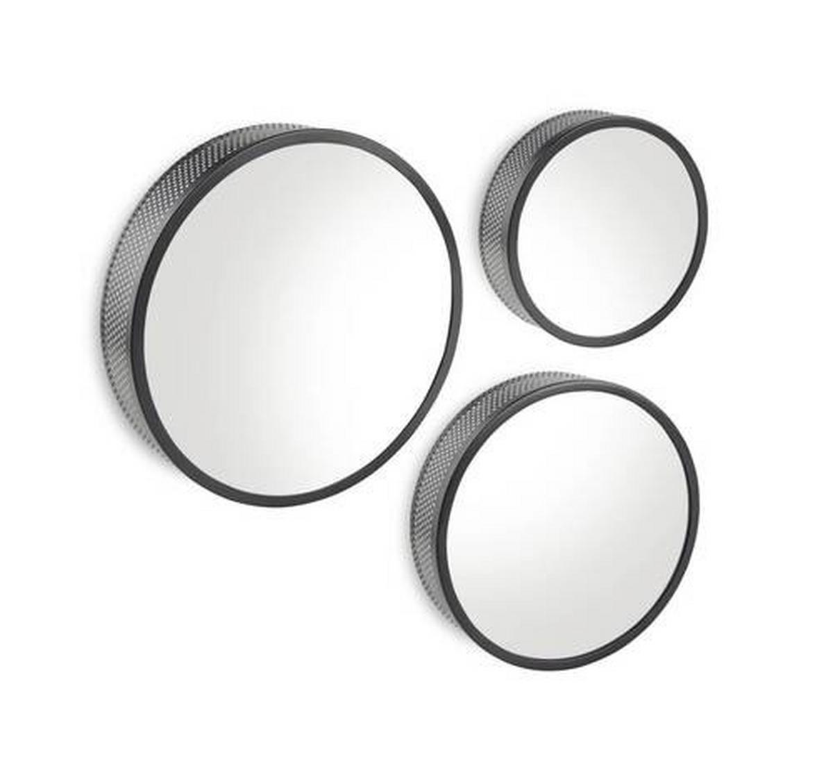 Wanddeko Mirror, 3er-Set - Schwarz, Design, Glas/Metall (30/6.5cm) - Modern Living