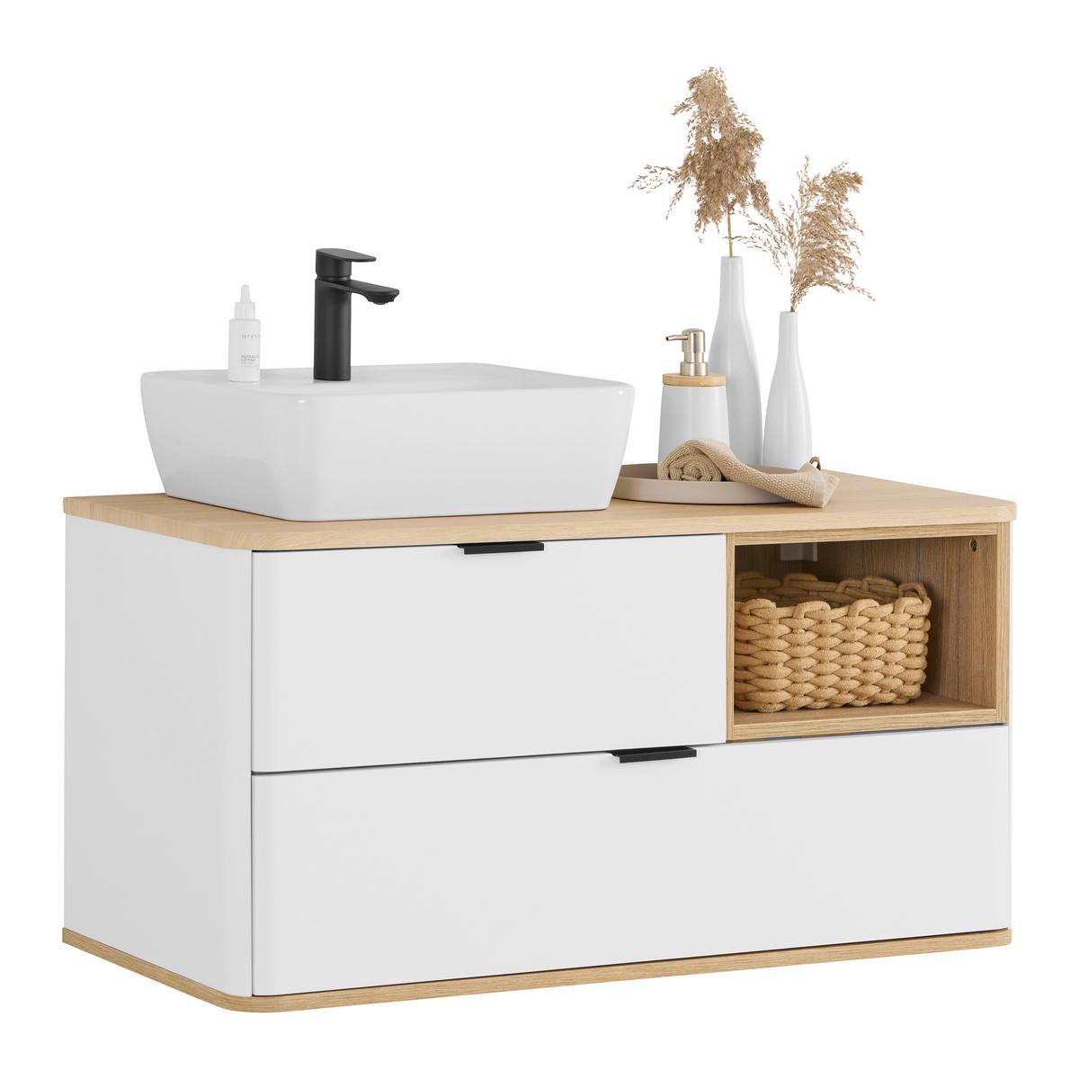 Element Ispod Umivaonika Elias -Exklusiv- - bijela/crna, Moderno, drvni materijal/metal (100/50/48cm) - Mömax