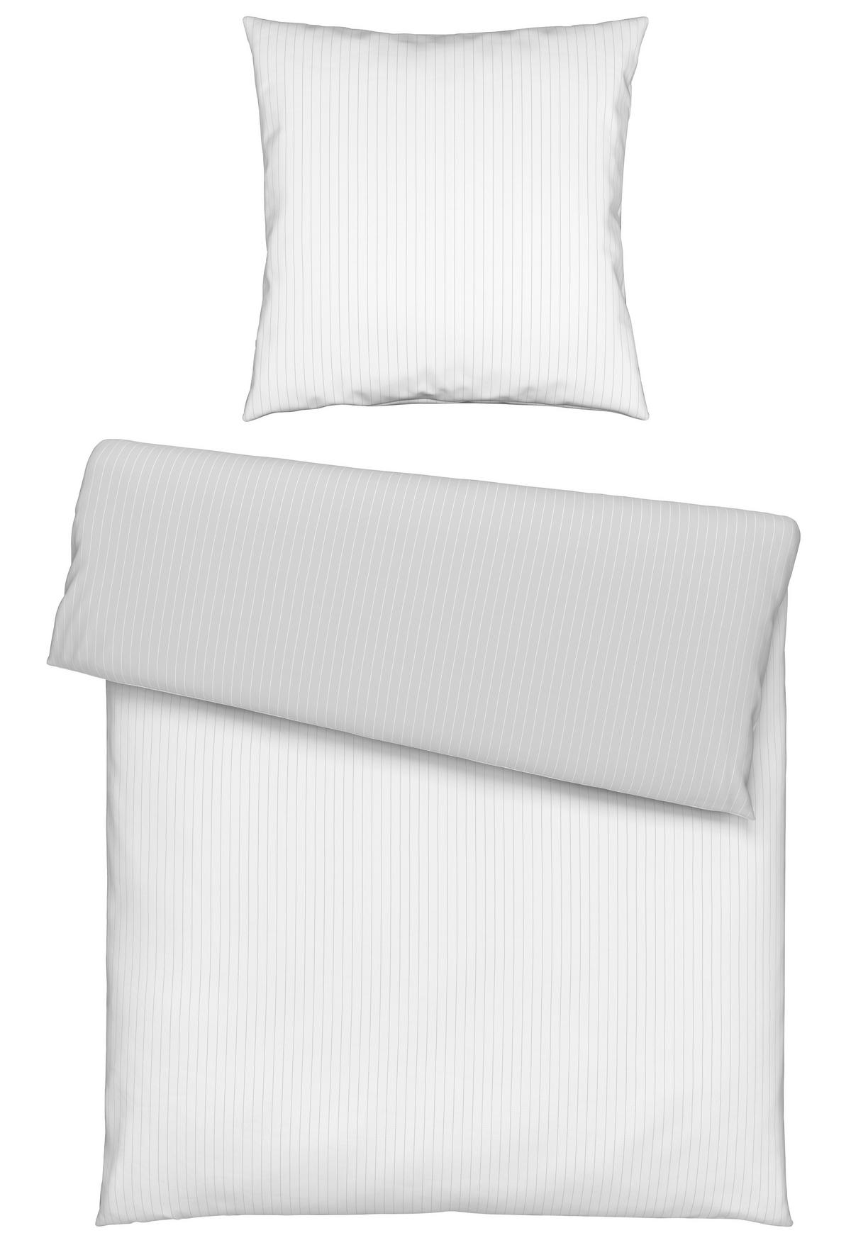 Bettwäsche Twill Streif Weiss/Hellgrau ca. 135x200cm - Hellgrau/Weiß, MODERN, Textil (135/200cm) - Mömax