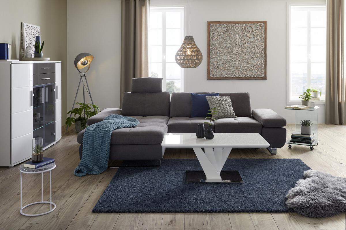Nackenstütze in Grau - Dunkelgrau, Textil/Metall (52cm) - Premium Living
