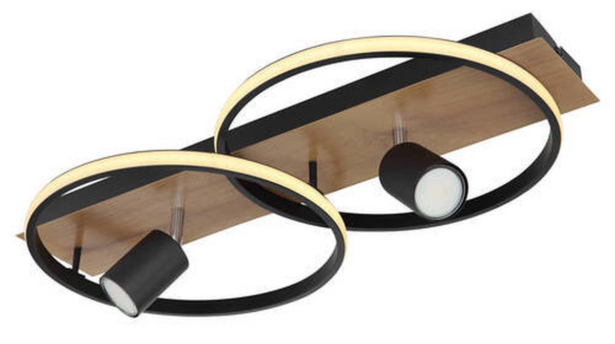 Led Mennyezeti Lámpa 67309-36 - sötétbarna/fekete, Design, műanyag/fa (62/32/16,5cm) - Globo