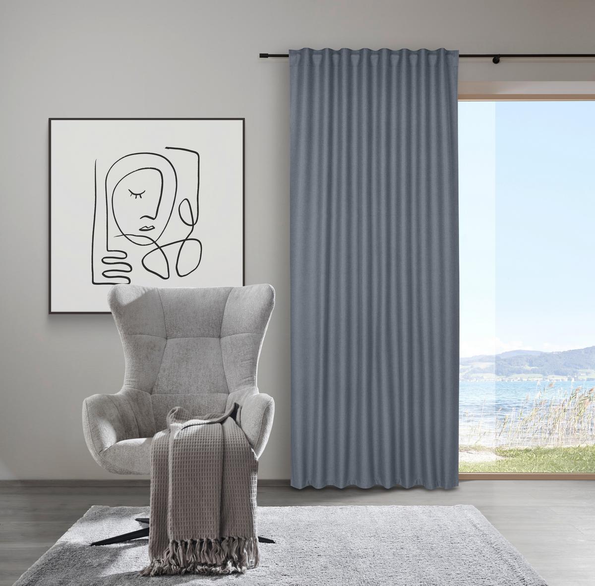 Zatemnitvena Zavesa Allan - siva, Romantika, tekstil (135/255cm) - Premium Living