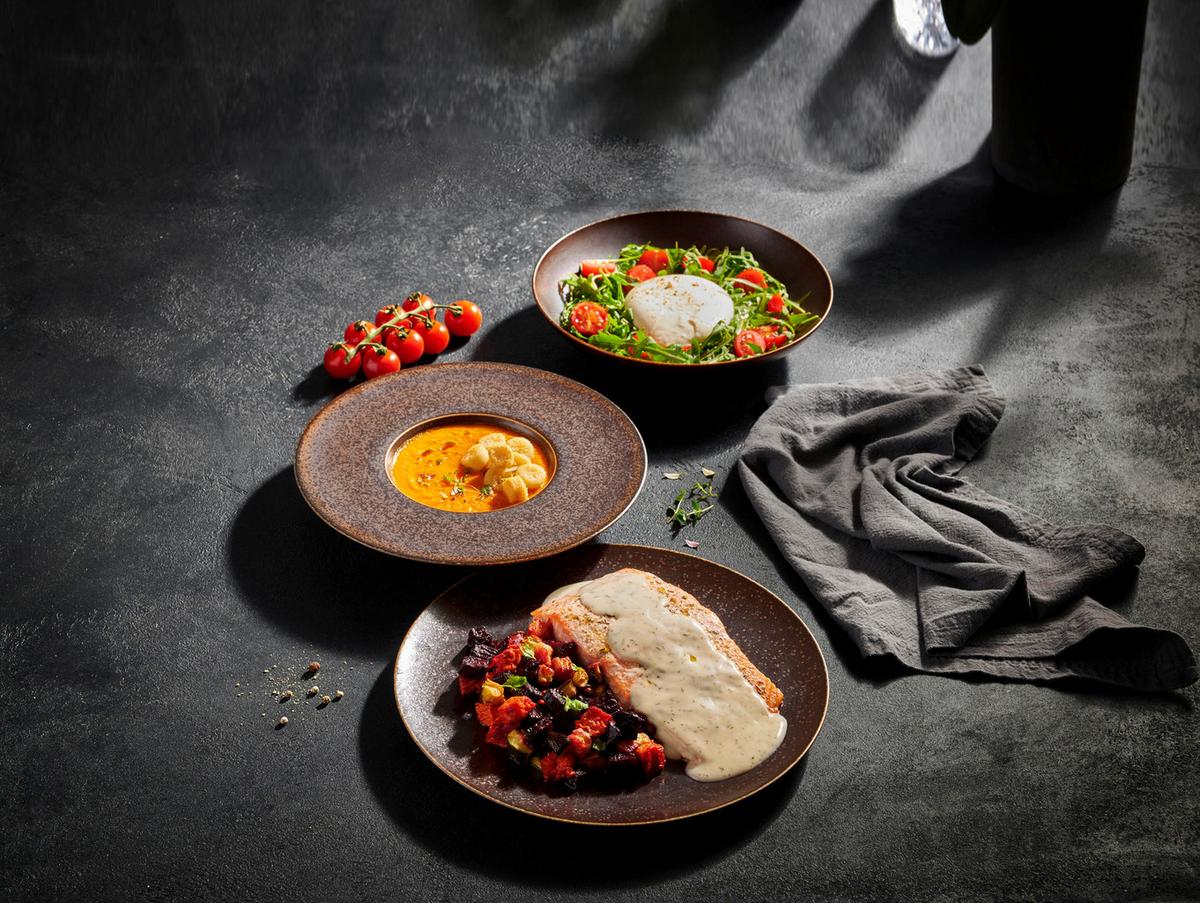 KOMBISERVICE POWERFUL - Schwarz/Braun, Trend, Keramik - Mäser