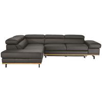 Wohnlandschaft Carmen Graublau - Graublau/Schwarz, MODERN, Leder/Holz (292/72/226cm) - Premium Living