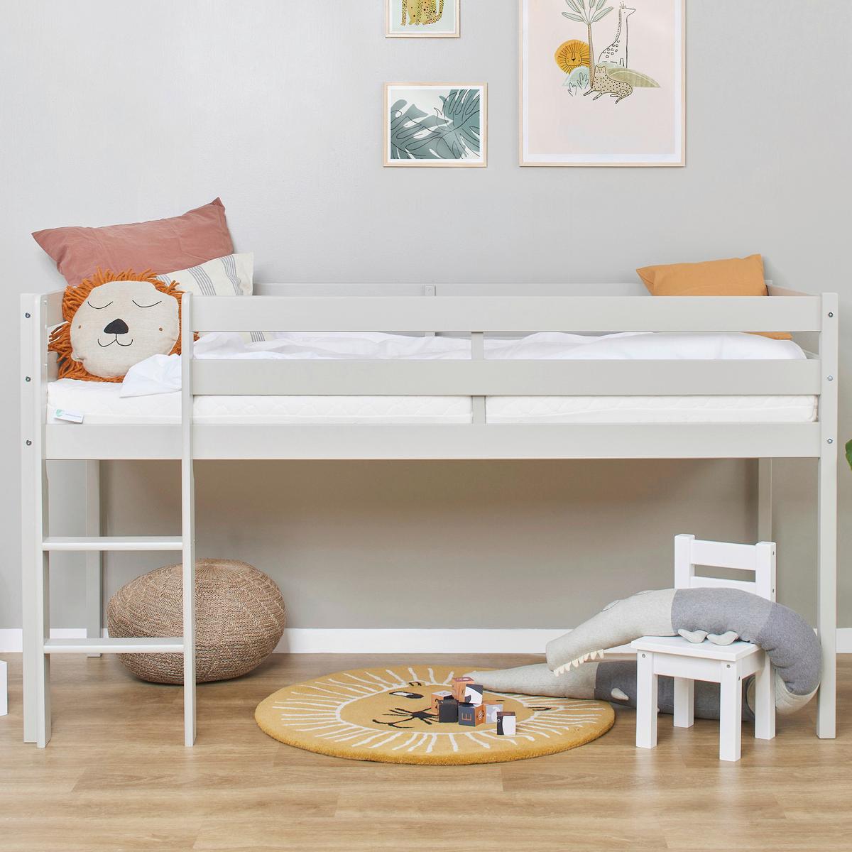 Hochbett ECO COMFORT Grau ca. 90x200 cm - Naturfarben/Grau, MODERN, Holz (90/200cm) - MID.YOU