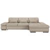 Wohnlandschaft Sanfino Leder Hellgrau - Chromfarben/Hellgrau, KONVENTIONELL, Leder/Metall (305/79-96/199cm) - Premium Living