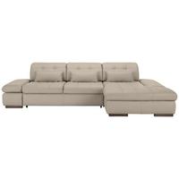 Wohnlandschaft Sanfino Leder Hellgrau - Chromfarben/Hellgrau, KONVENTIONELL, Leder/Metall (305/79-96/199cm) - Premium Living