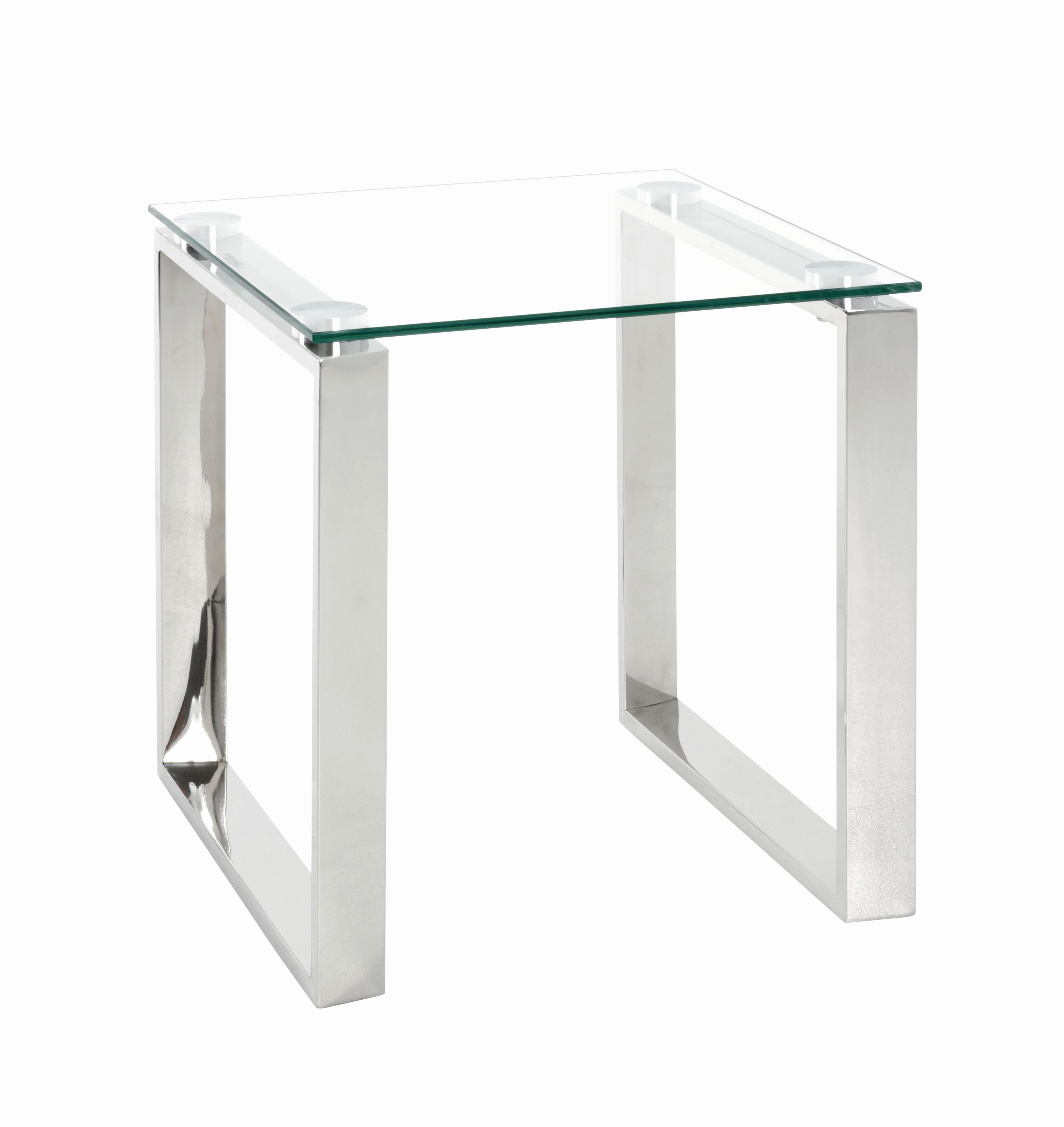 STOLIK BOCZNY DAVID - kolor stalowy, Design, metal/szkło (42/42/45cm)