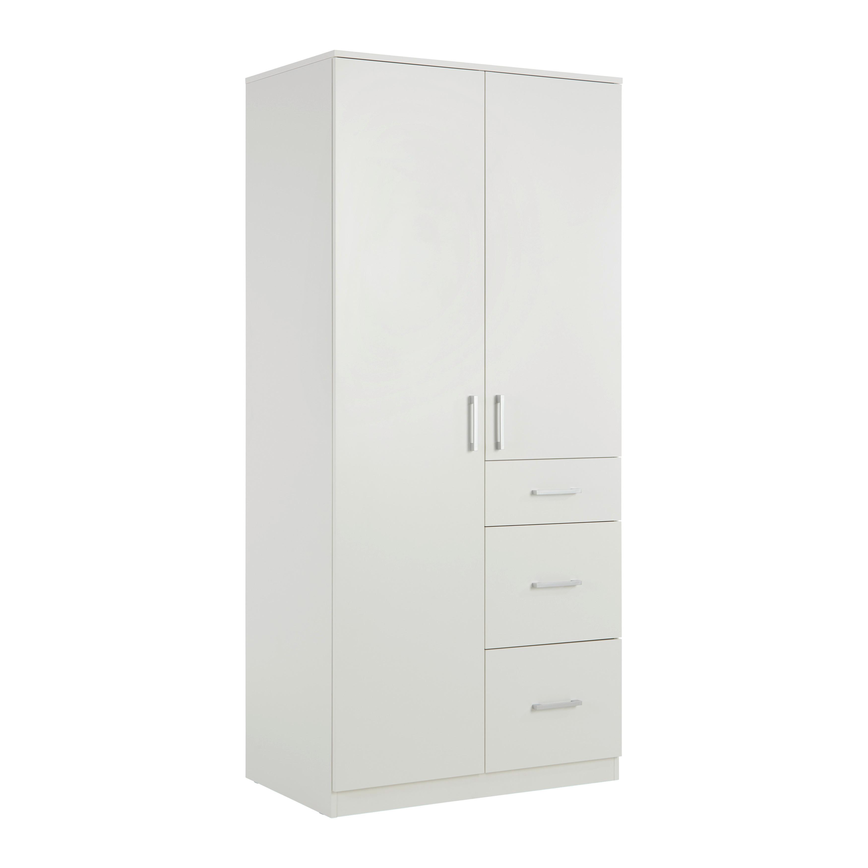 Drehtürenschrank Lasse 2T in Weiss ca. 90x197x55cm - Weiss, Konventionell, Holz (90/197/55cm) - Mömax