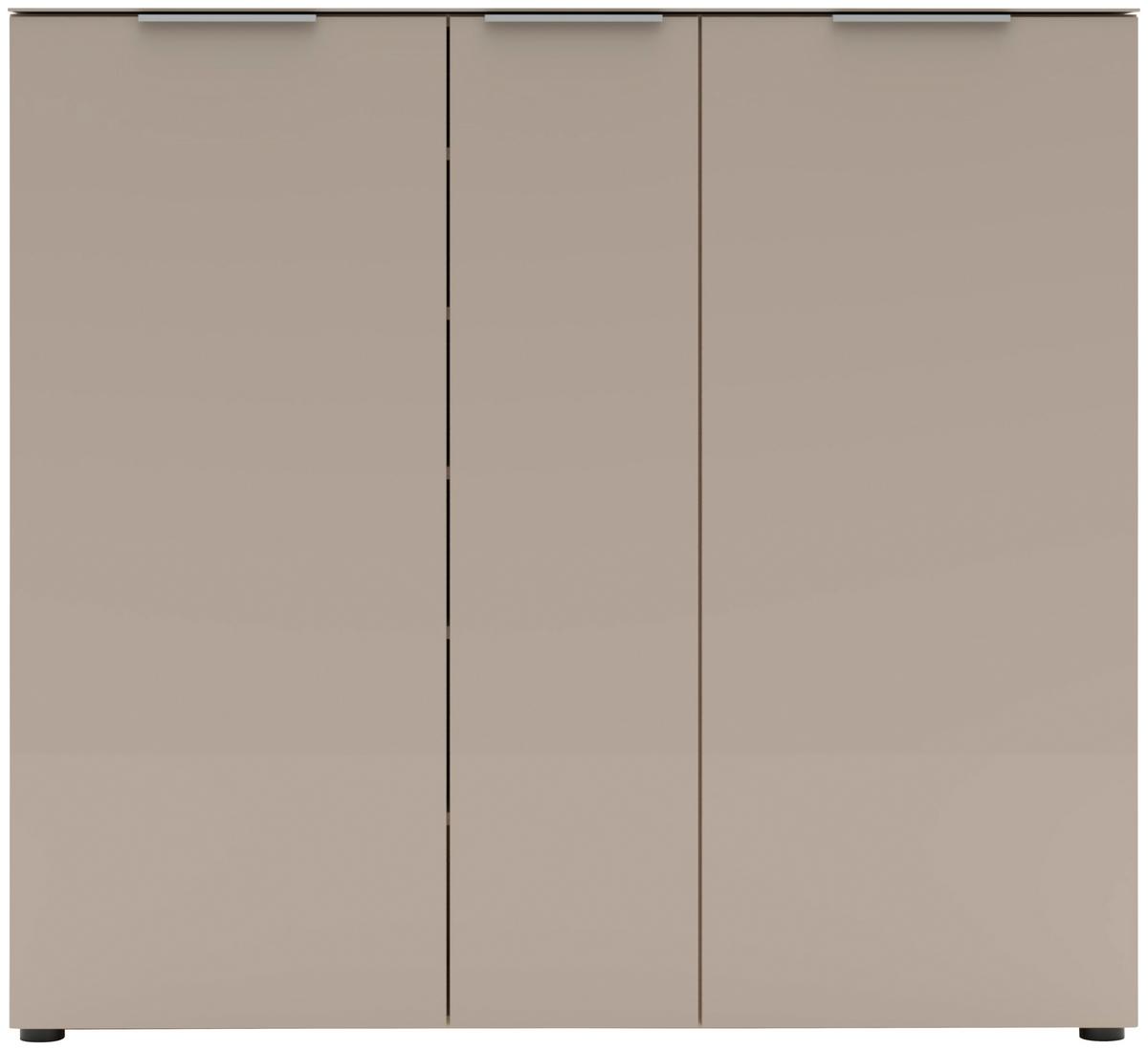 Schuhschrank Siena Eichefarben/Kaschmir - Kaschmir/Chromfarben, MODERN, Glas/Holzwerkstoff (136/125/41cm) - Mömax
